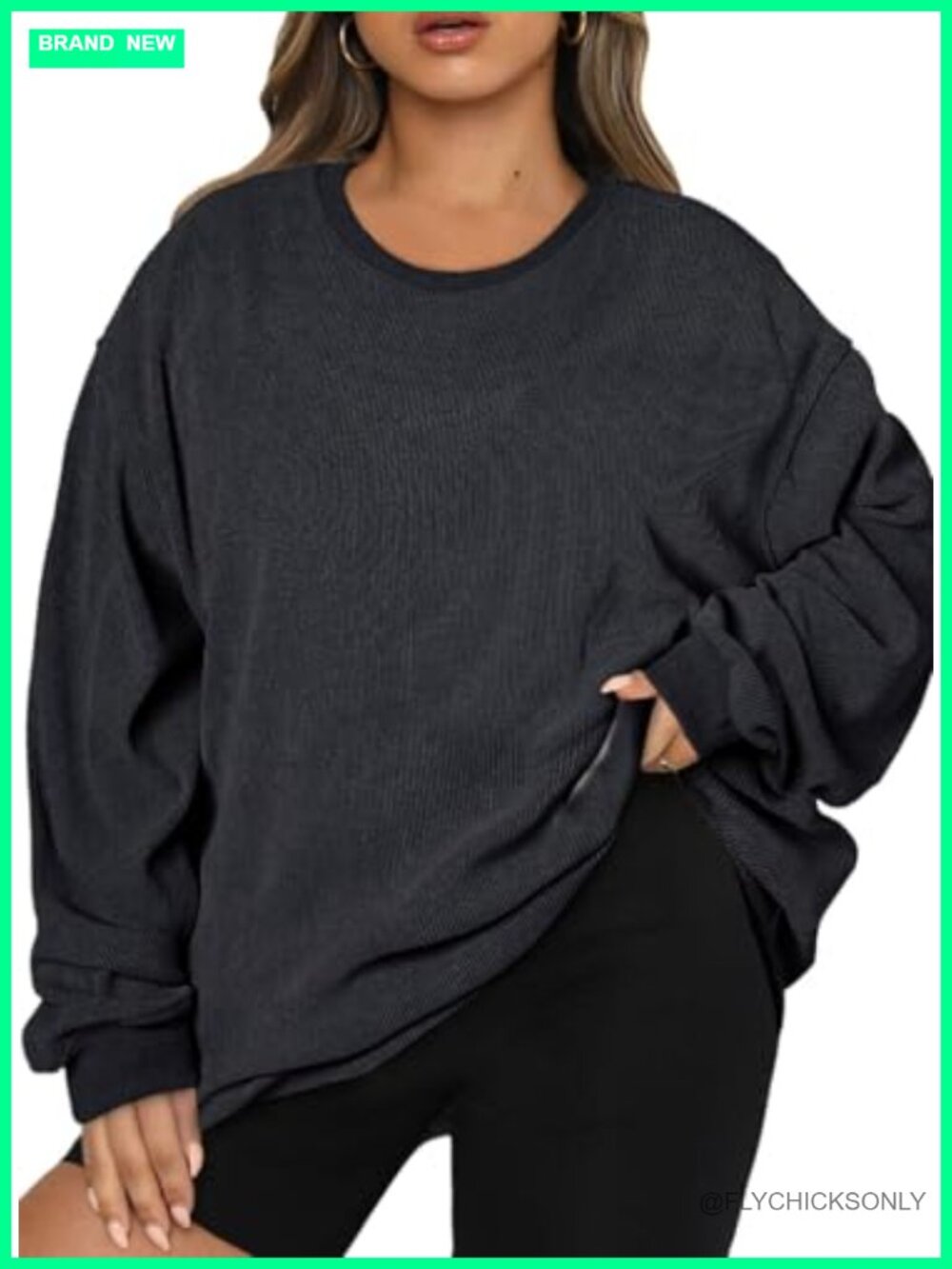 Women's Plus Size Oversized Crew Neck Long Sleeve Sweatshirt Pullover